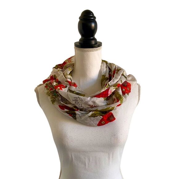 Christmas House Holiday Gnome Holly Wreath Print Shabby Chic Fashion Scarf OSFM - Picture 3 of 4